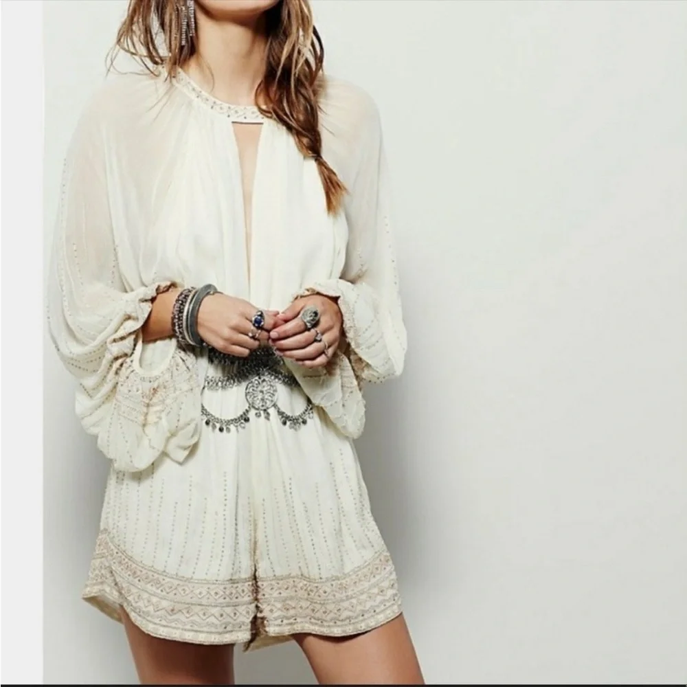 NWT Free People Butterfly Kisses Beaded Romper Size Small